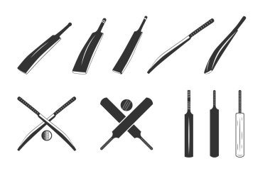 Kriket sopası silueti, kriket sopası, kriket sopası ana hatları, kriket sopası vektör seti, Sports bat svg, kriket sopası logosu, yarasa silueti. 