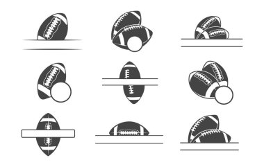 Amerikan futbol topu monogram vektör illüstrasyonu, Amerikan futbol monogram svg, Amerikan futbol silueti, futbol monogram svg, futbol monogram silueti