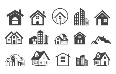 Emlak Silueti Logosu Seti, Emlak Logosu Simgesi, Yaratıcı Ev Logosu Koleksiyonu, Emlak Logosu Tasarımı Paketi, Emlak Logosu Tasarımı, Emlak Logosu Paketi