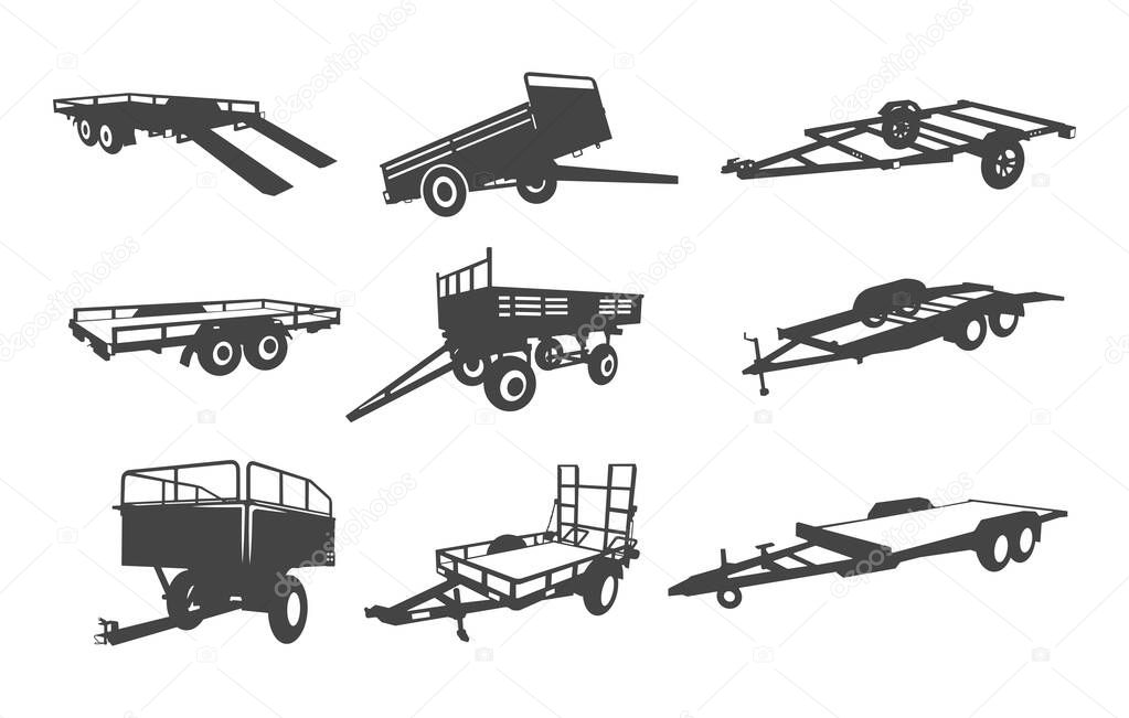 Car trailer silhouette, Car trailer svg, Car trailer icon, Car trailer logo, Car trailer clipart, Car trailer vector.