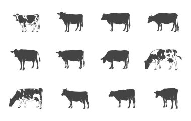 Süt ineği silueti, süt ineği svg, Holstein inek svg, Holstein inek silueti, Süt ineği vektörü, Dairy inek clipart, Holstein süt ineği silueti.
