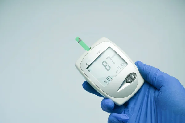 Medical Device Check Uric Acid Blood Sugar Cholesterol Fasting Blood — Stock Photo, Image