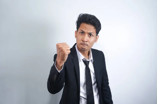 Young Handsome Asian Man Shouting Aggressively Annoyed Frustrated Angry Look — Stock Photo, Image