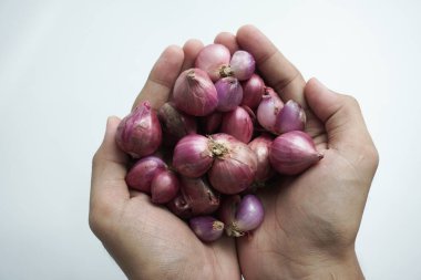 Beyaz arkaplanda izole edilmiş soğan yığını