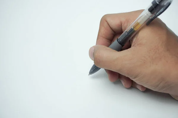 Cropped Hand Writing White Background Royalty Free Stock Photos