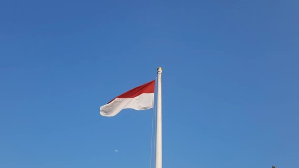 Indonéská Vlajka Červená Bílá Vlajka Národní Symbol Indonésie Indonéská Vlajka — Stock video