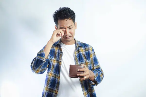 Adult Asian Man Looking Camera Sad Expression While Open His Stock Photo