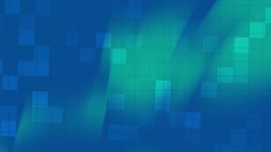 Mavi arkaplan, yeşil eğimli bulanık kareler. Web tasarımı, dijital sanat ve soyut arkaplanlar için mükemmel..