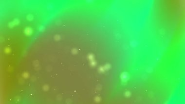 Parlayan sarı küreler ve küçük beyaz noktalar ile yeşil eğimli arkaplan, dijital tasarım projeleri, sunumlar ve soyut kavramlar için ideal.