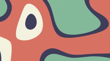 Yeşil, mavi ve turuncu dalgalı çizgileri olan soyut bir arka plan. Dijital tasarımlar, arka planlar, posterler ve sanatsal projeler için elverişli.