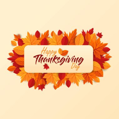 Vector Calligraphy of Happy Thanksgiving Day with Leaves clipart