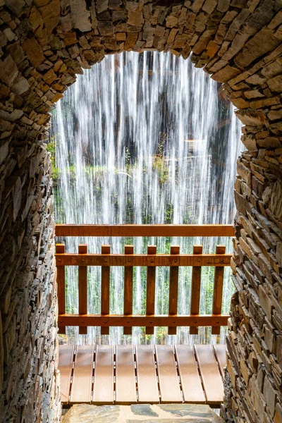 Secret Way Get Out Castle Waterfall Celtic Country — Stock Photo, Image