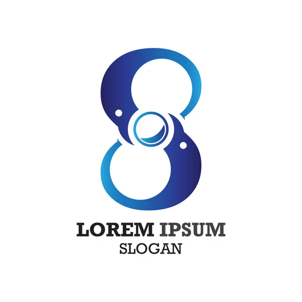 Şirketinizin logosu için vektör tasarım unsurları, 8 logo, 8 harf logo. Modern logoti, şirket şablonu. Balık simgesi ve zaman simgesi içeren logo.