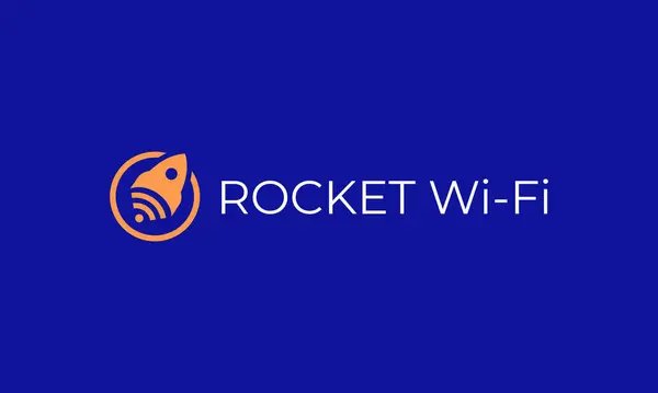 Şirket logonuz için vektör tasarım unsurları, roket wifi logosu. Modern logo tasarımı, şirket şablonu. roket wifi simgesi.