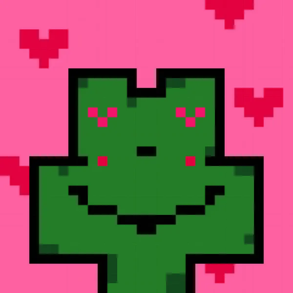 8 parça piksel kurbağa karakteri. Oyun varlıkları veya çapraz dikiş desenleri için vektör illüstrasyonlarında kurbağa aşık olun.