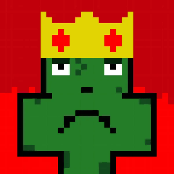 8 parça piksel kurbağa karakteri. oyun varlıkları veya çapraz dikiş desenleri için vektor illüstrasyonlarında kral kurbağa.