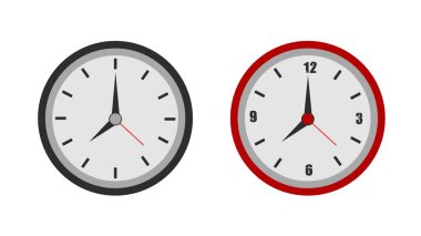 Düz stil saat simgesi, renk arkaplan zamanlayıcısı. Vektör tasarım ögesi
