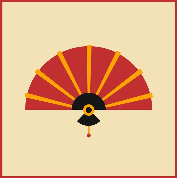 Nouvel Chinois Fan Glyphe Icône — Image vectorielle