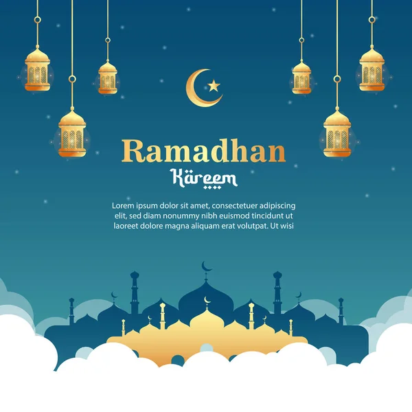 Vector Realistic Ramadan Instagram Posts Template — Stock Vector
