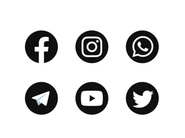 Vector popular black social media logo collection clipart