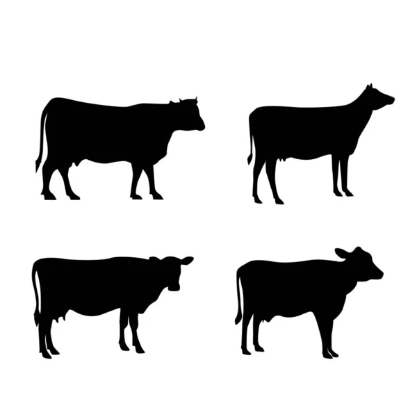 Collection Vectorielle Silhouette Vache — Image vectorielle