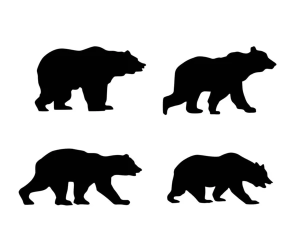 Векторный Набор Медвежьих Силуэтов — стоковый вектор