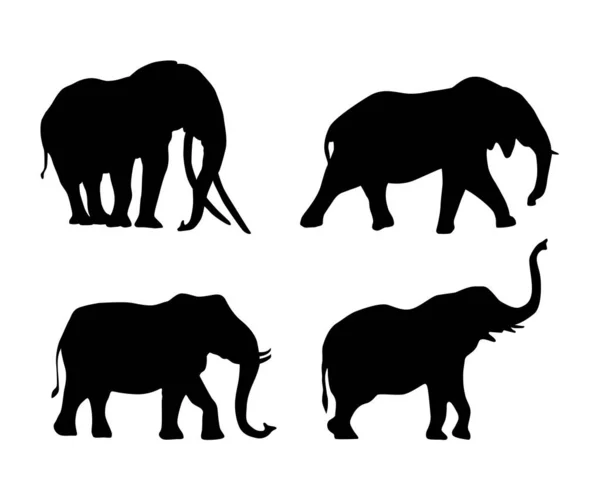 Vektorsamling Elefantsilhuett — Stock vektor
