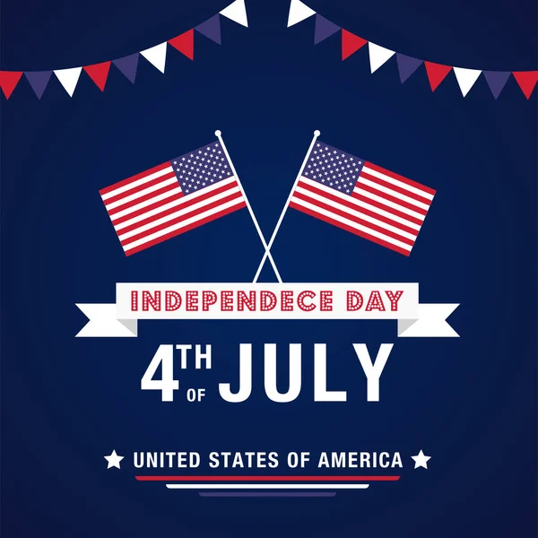 Vector Flat 4Th July American Independence Day Illustration — Stock Vector