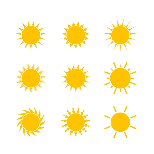Vector Variety Suns Icons — Stock Vector