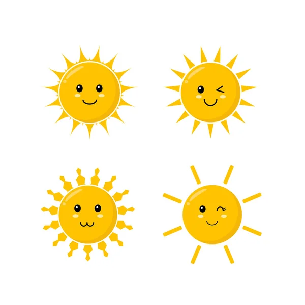 向量可爱的黄色太阳集合 — 图库矢量图片#