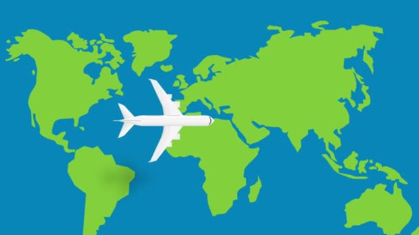地球上の飛行機 世界中で 旅行と休暇のコンセプト 4K漫画のビデオアニメーション — ストック動画