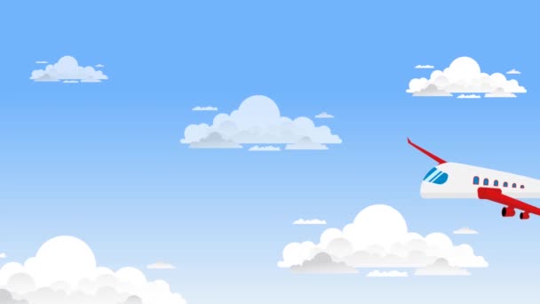 Podróż Samolotem Lecącym Animacji Nieba Latający Samolot Ekspresowa Dostawa Koncepcja4K — Wideo stockowe