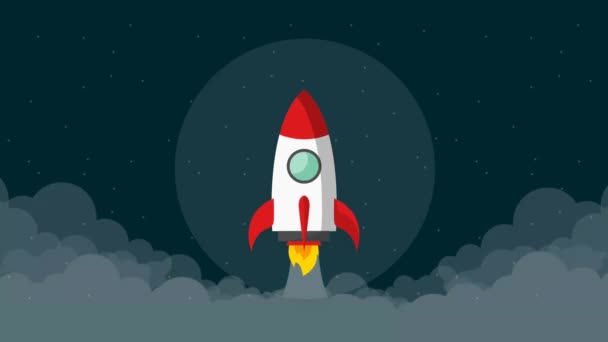 Rakete Fliegt Weltraum Rocket Start Unternehmen Erfolgreiche Animation Video Animiert — Stockvideo