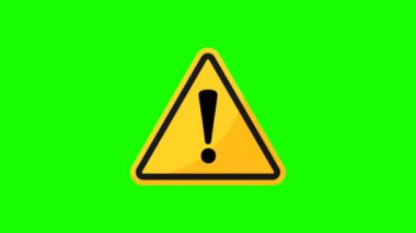 Yeşil ekranda izole edilmiş yüksek voltajlı tehlike işaretleri. 4k video canlandırması.