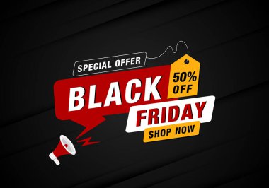 Megafonlu vektör düz tasarım Kara Cuma satış arkaplanı