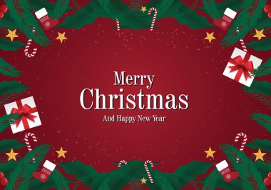 vektör el düz Noel arkaplanı çizdi