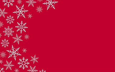 Kızıl kış arka planında kar taneleri var. Noel arkaplanı için mükemmel..