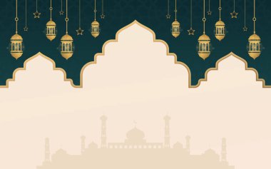 Ramazan Kareem Vektör Tasarımı. Fenerli ve Yıldızlı Güzel İslami Arkaplan