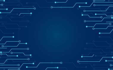 Blue Hi teknoloji dijital iletişim. Devre teknolojisi geçmişi. Elektronik anakart. Geniş Soyut Modern Fütürist, Teknolojik Arkaplan.