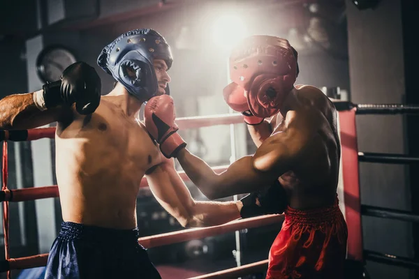 Boxer Use Various Punch Combinations Including Jab Hook Uppercut Cross — Stock Photo, Image
