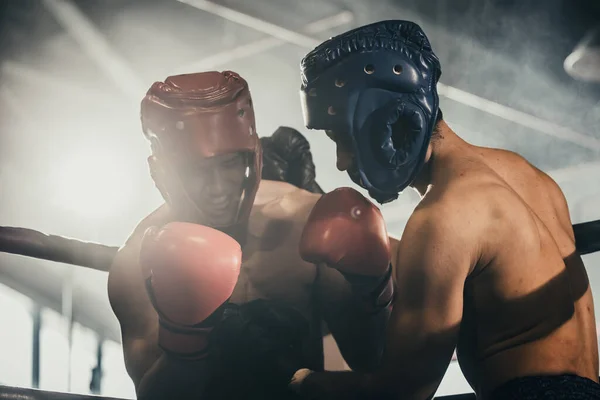 Boxer Use Various Punch Combinations Including Jab Hook Uppercut Cross — Stock Photo, Image