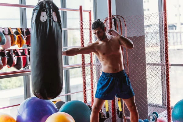 Boxers Professional Level Routinely Train Punching Kicking Sandbags Successful Individual — Stock Photo, Image