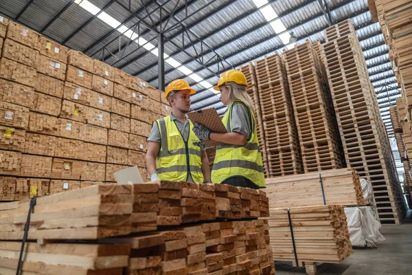 Träarbetare Team Utforskar Co2 Reduktion Initiativ Omfattar Hållbarhet Återvunnet Material — Stockfoto