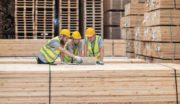 Equipe Woodworker Explora Iniciativas Redução Co2 Abraçando Sustentabilidade Materiais Reciclados — Fotografia de Stock