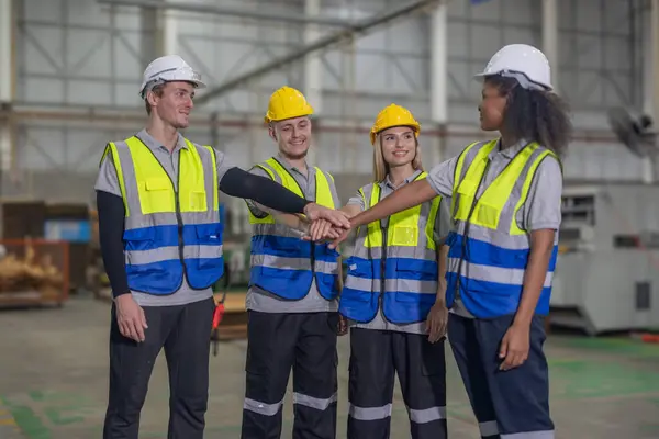 Diverse Multicultural Team Cardboard Workers Creates Positive Collaborative Environment Driving — Stock Photo, Image