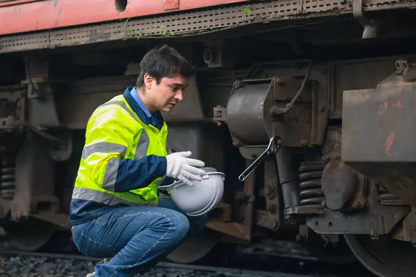 Locomotive Maintenance Engineer Burns Out Heavy Effort Pressure Overwhelming State — Stock Photo, Image