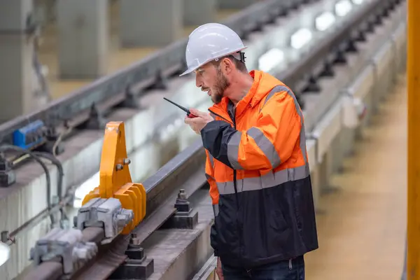 Rail Maintenance Engineer Assessing Condition Infrastructure Planning Executing Upgrades Rail — Stock Photo, Image