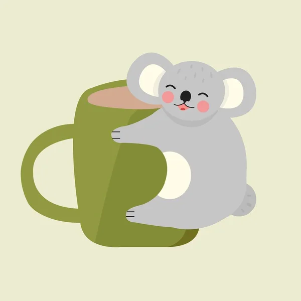 Söt Koala Med Kopp Kaffe — Stockfoto
