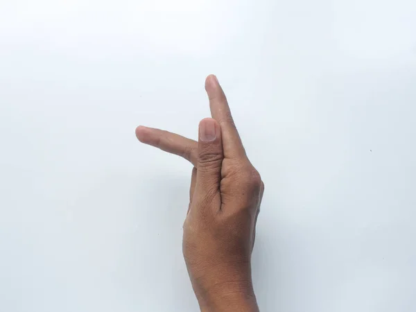 白で孤立した聴覚障害者の手の言語アルファベット 聴覚障害者の口以外のコミュニケーションを学びます アルファベット — ストック写真