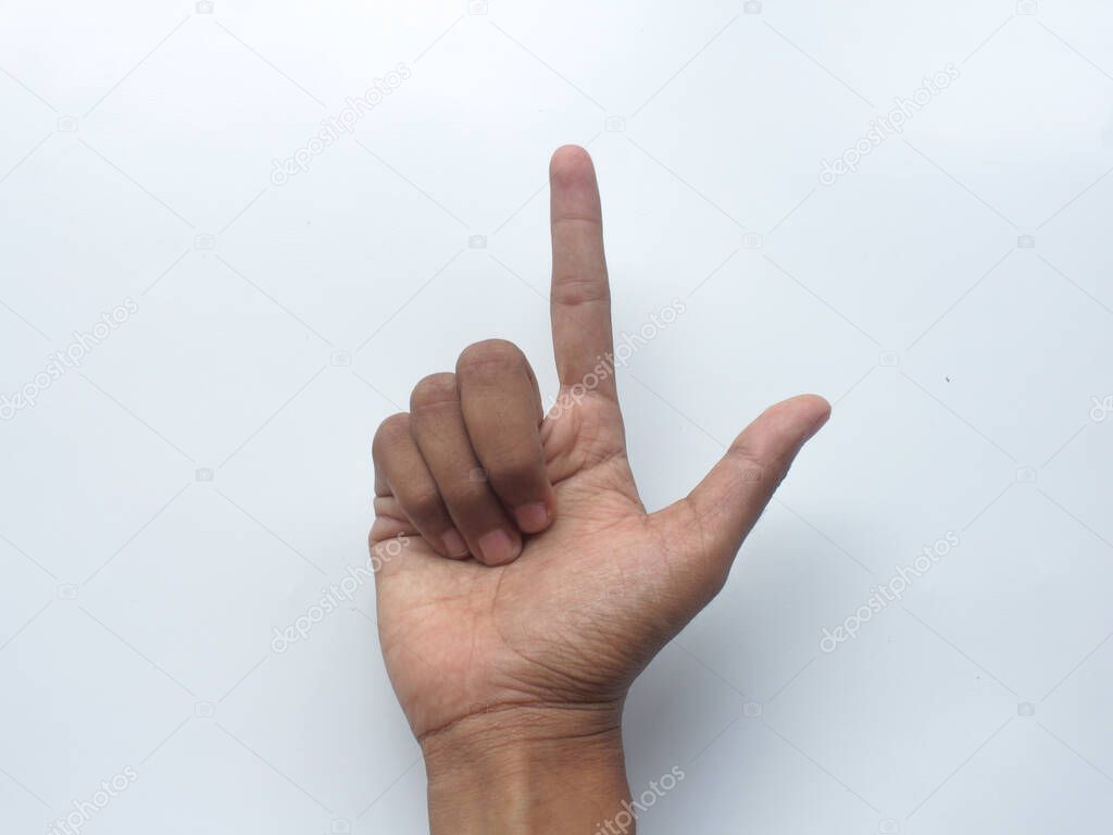 Lenguaje mudo sordo aislado en blanco Aprende el alfabeto, la